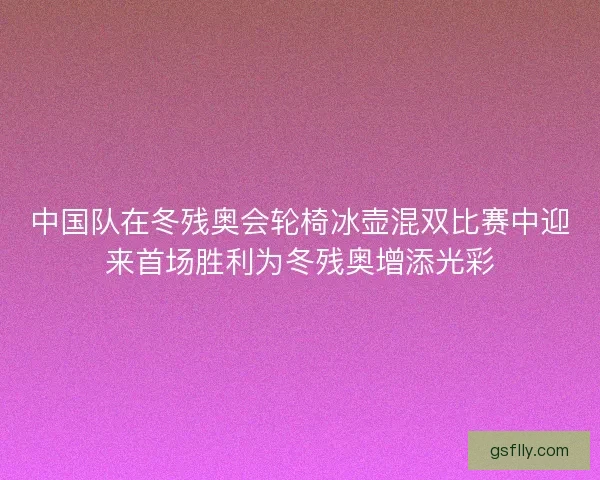 中国队在冬残奥会轮椅冰壶混双比赛中迎来首场胜利为冬残奥增添光彩