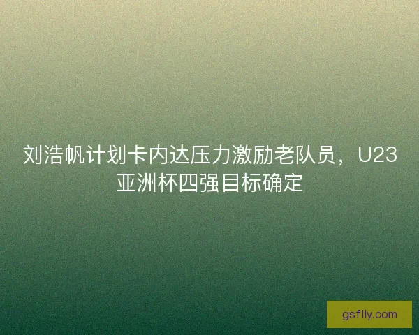 刘浩帆计划卡内达压力激励老队员，U23亚洲杯四强目标确定